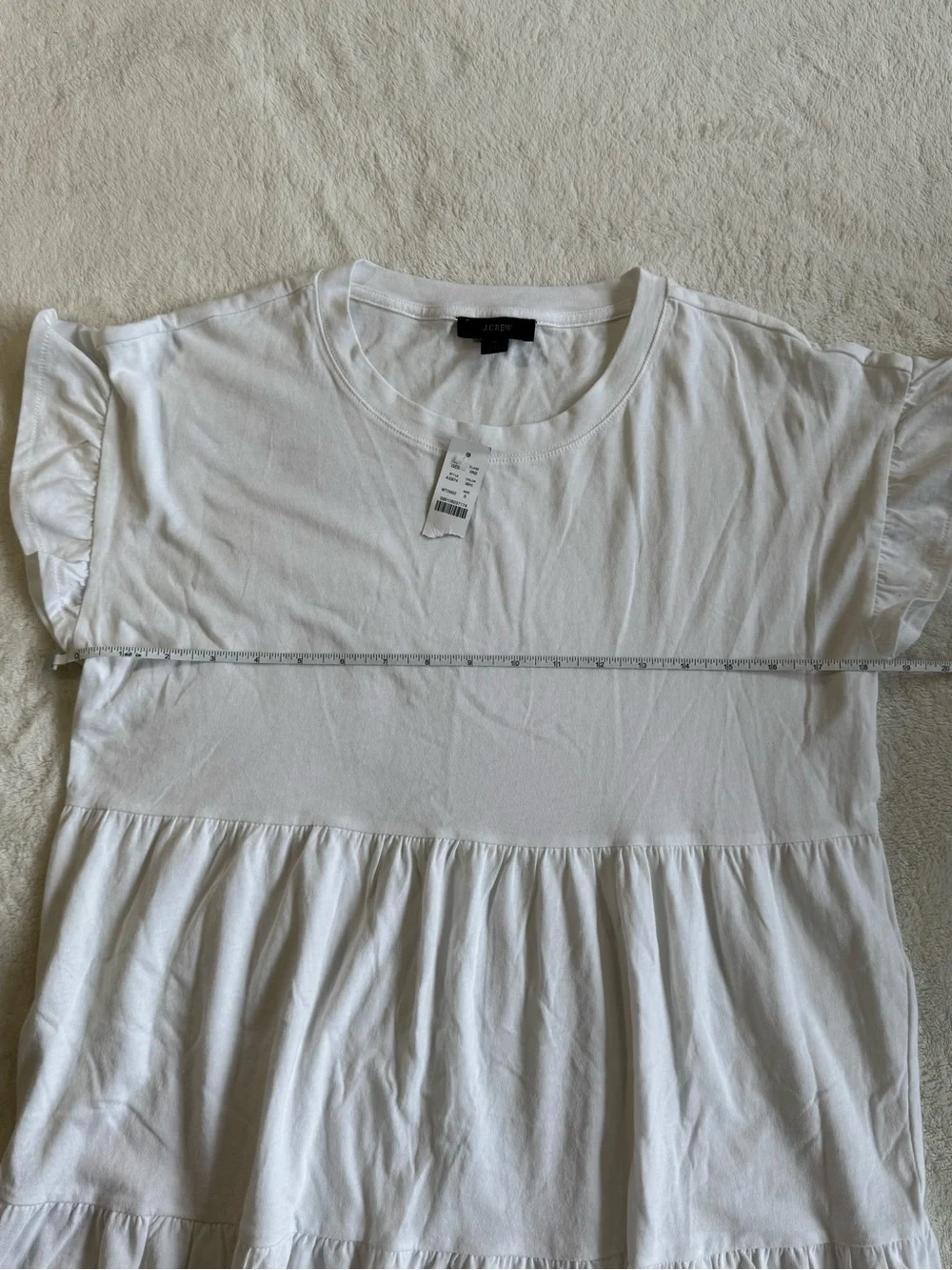 J.Crew Re-Imagined Tiered Ruffle-Sleeve Cotton Dress White Small NWT